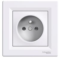 Priza simpla, alba, 16A, 2P+E, pin de legare la pamant, Asfora Schneider Electric, EPH2800121
