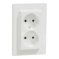 Priza dubla, alba, 16A, 2P, Asfora Schneider Electric, EPH9700121