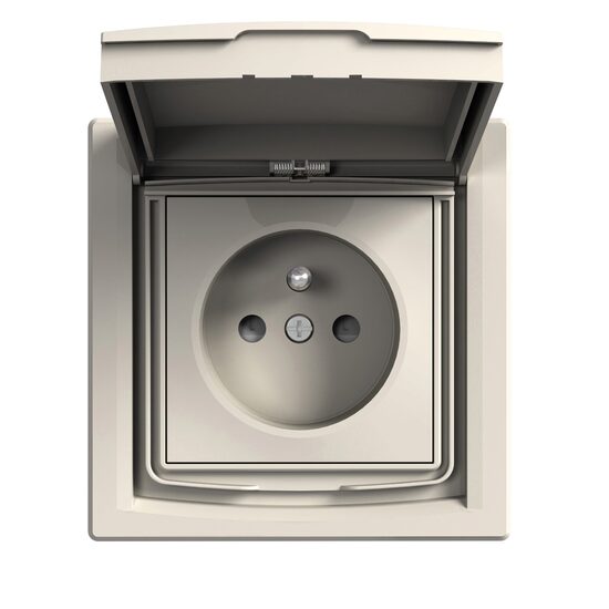 Priza crem, obturatoare si capac, 16A, 2P+E, IP44, Asfora Schneider Electric, EPH2800323