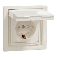 Priza simpla, crem, cu capac, 16A, 2P+E, IP44, Asfora Schneider Electric, EPH3100323