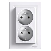 Priza dubla, alba, 16A, 2P+E, standard CZ, Asfora Schneider Electric, EPH9800121