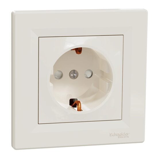 Priza simpla, crem, obturatoare, 16A, 2P+E, Asfora Schneider Electric, EPH2900223