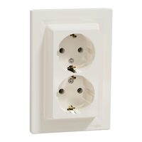 Priza dubla, crem, 16A, 2P+E, standard German, Asfora Schneider Electric, EPH9900123