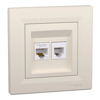 Priza date  RJ45 + RJ12, cat.5e UTP, crem, Asfora Schneider Electric, EPH4900123