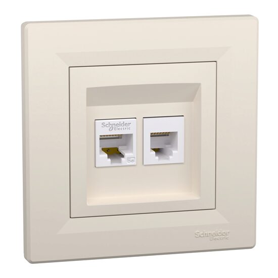 Priza date  RJ45 + RJ12, cat.5e UTP, crem, Asfora Schneider Electric, EPH4900123