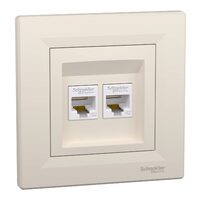 Priza date 2xRJ45 cat.5e UTP, crem, Asfora Schneider Electric, EPH4400123