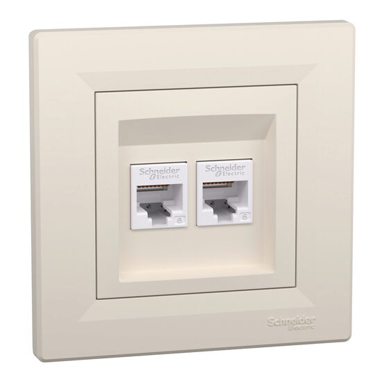 Priza date 2xRJ45, cat.6 UTP, crem, Asfora Schneider Electric, EPH4800123