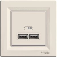 Priza dubla incarcare USB 2.1A, crem, Asfora Schneider Electric, EPH2700223