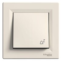 Intrerupator cu revenire, crem, simbol sonerie, 10A, Asfora Schneider Electric, EPH0800123