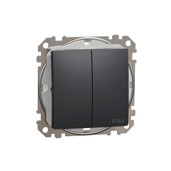 Intrerupator dublu antracit 10AX IP44 Sedna Design, SDD214105 Schneider Electric