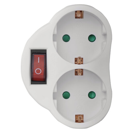 Adaptor cu 2 prize Schuko si comutator, P0063 Emos