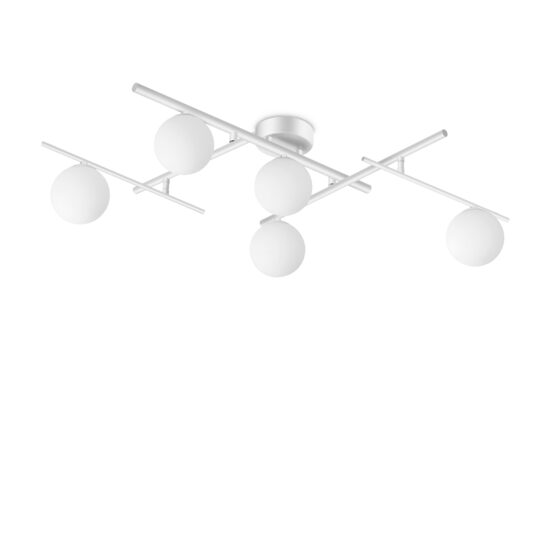 Plafoniera moderna alba abajururi sticla 5xG9/4W, Atlas PL5 328225 Ideal Lux