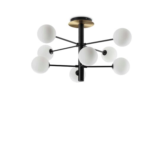 Candelabru modern abajururi sticla alba gravata 8xG9/15W, Cosmopolitan PL8 328485 Ideal Lux