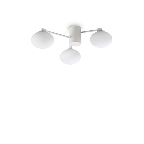 Plafoniera moderna alba abajururi sticla 3xG9/28W, Hermes PL3 D60 322667 Ideal Lux