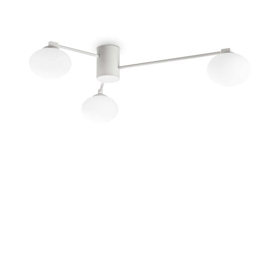 Plafoniera moderna alba abajururi sticla 3xG9/28W, Hermes PL3 D90 322674 Ideal Lux