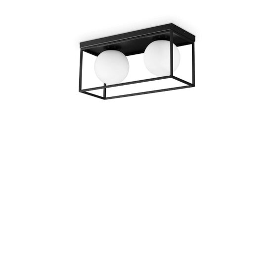 Plafoniera moderna neagra abajururi sticla 2xE14/28W, Lingotto PL2 304137 Ideal Lux