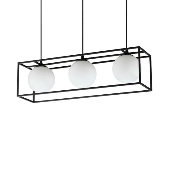 Lustra moderna neagra abajururi sticla 3xE14/28W, Lingotto SP3 304144 Ideal Lux