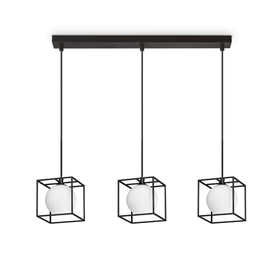 Lustra moderna neagra abajururi sticla 3xG9/28W, Lingotto SP3 Single 327846 Ideal Lux