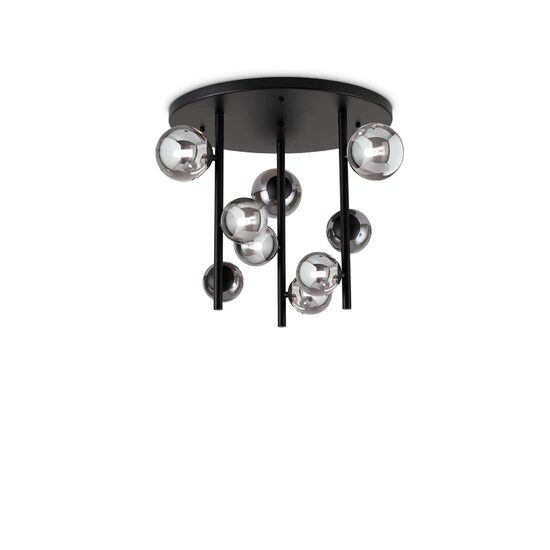 Plafoniera neagra abajururi sticla 9xG9/15W, Perlage PL9 328416 Ideal Lux