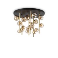 Plafoniera negru-alama abajururi sticla 18xG9/15W, Perlage PL18 328379 Ideal Lux