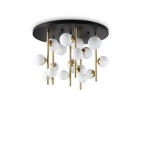 Plafoniera negru-alama abajururi sticla 18xG9/15W, Perlage PL18 328393 Ideal Lux