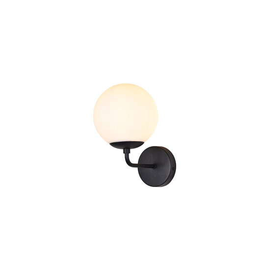 Aplica moderna negru mat abajur sticla opal E27/42W, Bowling 01-3148 Smarter