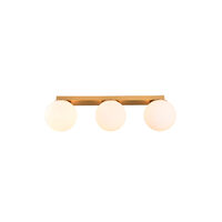 Plafoniera/Aplica  moderna auriu mat abajururi sticla opal 3xE27/42W, Bowling 01-3151 Smarter