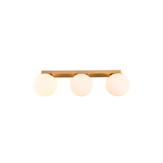 Plafoniera/Aplica  moderna auriu mat abajururi sticla opal 3xE27/42W, Bowling 01-3151 Smarter