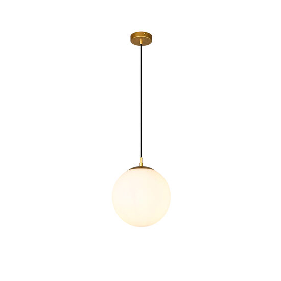 Lustra  moderna auriu mat abajururi sticla opal E27/42W, Bowling 01-3153 Smarter