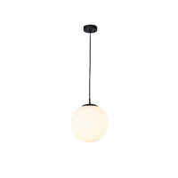 Lustra neagra moderna negru mat abajururi sticla opal E27/42W, Bowling 01-3154 Smarter
