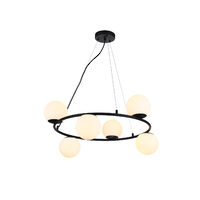 Lustra moderna negru mat abajururi sticla opal 6xE27/28W, Bowling 01-3158 Smarter