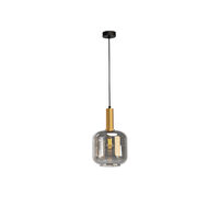 Lustra moderna negru mat detaliu auriu abajur sticla fumurie E27/23W, Brina 01-3213 Smarter