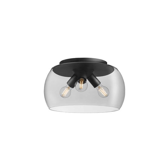 Plafoniera moderna negru mat abajururi sticla fumurie 3xE27/42W, Croma 01-3065 Smarter
