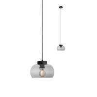 Lustra moderna negru mat abajururi sticla fumurie 1xE27/42W, Croma 01-3066 Smarter