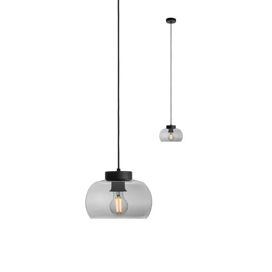 Lustra moderna negru mat abajururi sticla fumurie 1xE27/42W, Croma 01-3066 Smarter