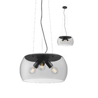 Lustra moderna negru mat abajururi sticla fumurie 3xE27/42W, Croma 01-3067 Smarter