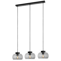 Lustra moderna negru mat abajururi sticla fumurie 3xE27/42W, Croma 01-3068 Smarter