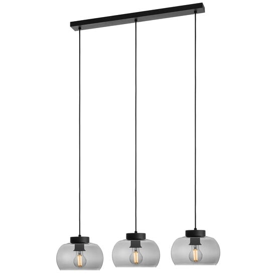 Lustra moderna negru mat abajururi sticla fumurie 3xE27/42W, Croma 01-3068 Smarter
