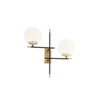 Aplica moderna negru mat+auriu sticla opal 2xE14/28W, Essential 01-2947 Smarter