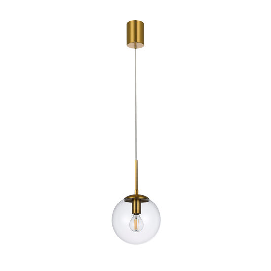 Lustra moderna aurie abajur sticla transparenta E14/28W, Global 01-3163 Smarter