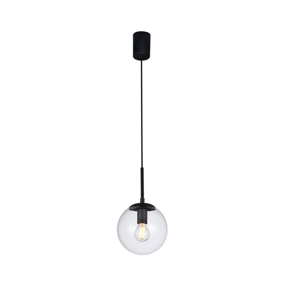 Lustra moderna neagra abajur sticla transparenta E14/28W, Global 01-3164 Smarter