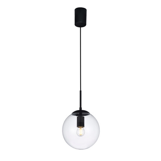 Lustra moderna neagra abajur sticla transparenta E27/28W, Global 01-3166 Smarter