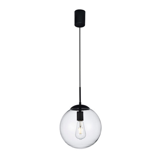 Lustra moderna neagra abajur sticla transparenta E14/42W, Global 01-3168 Smarter