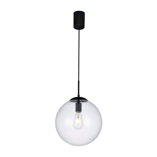 Lustra moderna neagra abajur sticla transparenta E14/42W, Global 01-3170 Smarter