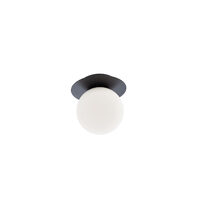 Plafoniera moderna negru mat abajur sticla opal E14/28W, Haiku 01-3129 Smarter