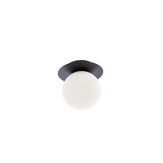 Plafoniera moderna negru mat abajur sticla opal E14/28W, Haiku 01-3129 Smarter