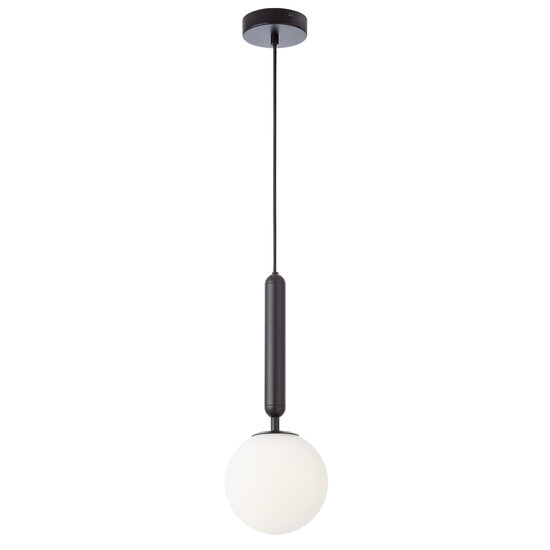 Lustra moderna negru mat abajur sticla opal E14/28W, Haiku 01-3131 Smarter