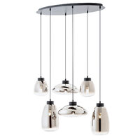 Lustra moderna neagra abajururi sticla fumurie 6x/E27/42W, Luke 01-3212 Smarter