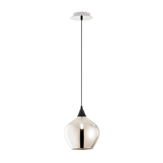 Lustra moderna crom abajur sticla fumurie 1xE14/28W D20, Tanner 01-3191 Smarter