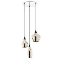 Lustra moderna crom abajururi sticla fumurie 3xE14/28W, Tanner 01-3192 Smarter